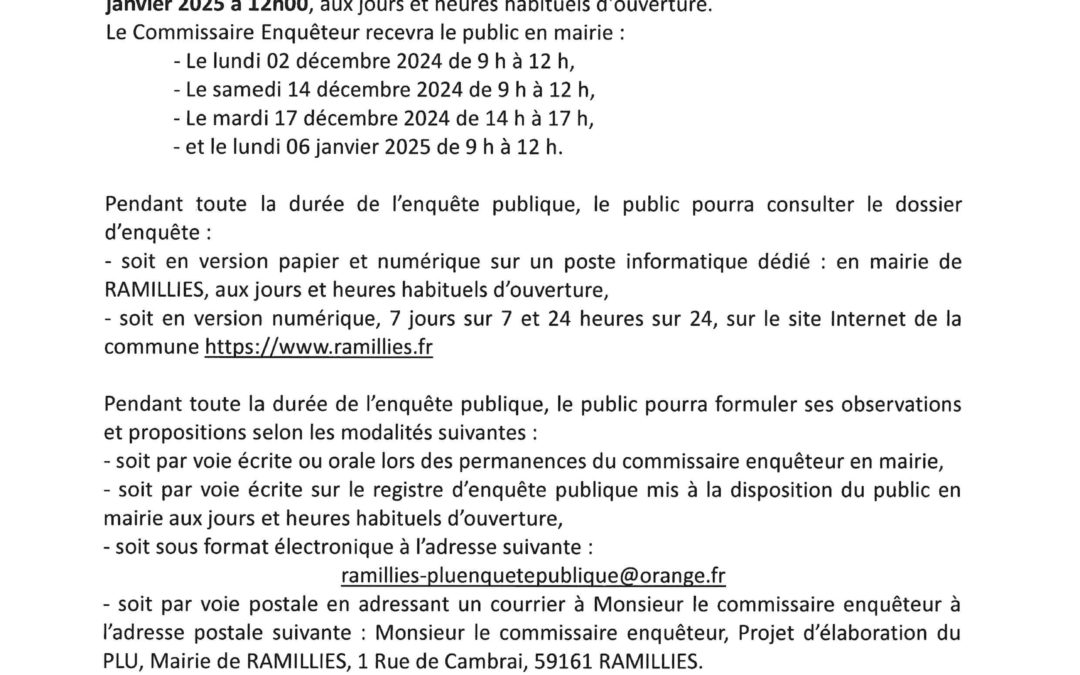 Avis d’Enquête Publique.